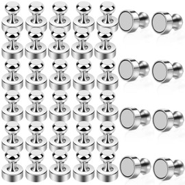 Aenienoe Aenienoe 38Stück Magnete für Magnettafel kleine Magnete Stark Neodym Magnete Extra Stark Magneten Starker Halt Whiteboard Kühlschrank Magnete mit Griff Fotos Schule Silber