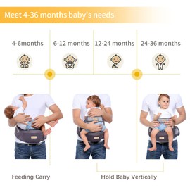 Viedouce Baby Hüftsitz Ergonomische mit Sicherheitsgurt Schutz,Reine Baumwolle Leicht und atmungsaktiv,Ergonomischer Leichte Taille Hocker Baby Hüftsitz für 4-36 Monate (Dunkelgrau)