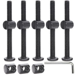 cSeao 10-Pack M6 x 65mm Black Socket Cap Hensvik Screws Barrel Nuts Set for Crib Furniture Chairs Baby Bed