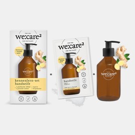 we:care² Soap Powder Set with Bottle (Granules) Ginger / Bergamot - 29 g Makes 250 ml Sustainable & Vegan Refill Soap without Silicones, Parabens & Microplastics - Hand Soap Powder