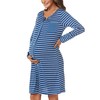 Marvmys Women's Long Nightgown Cotton Nightdress Stripe Nightshirt Long Sleeve