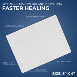 MED PRIDE Sterile Non Stick Pads for Wound Care and Wounds, Highly Absorbent, Painless Removal, Individually Wrapped (3x4 Inch (Pack of 100))