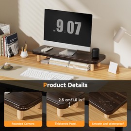 NestNeat Monitor Stand Riser, 24 Inch Wood Desk Organizer with Monitor Stand & Storage Computer Monitor and Laptop Riser Multifunctional Laptop Stand Desk Organizer for Office Home Screen/Laptop/PC (Dark Walnut)