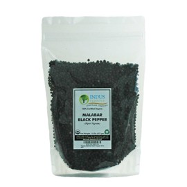 Indus Organics Malabar Black Peppercorns, Refill Bag, 1 Lb, Premium Grade, High Purity, Freshly Packed