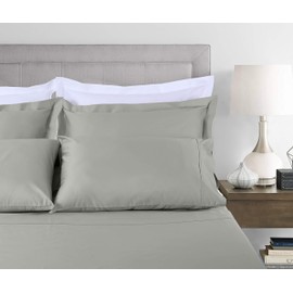Threadmill Pillow Cases Standard Size | 800 Thread Count Sateen Weave | 100% Cotton 2 Piece Solid Pillow Covers | Extra Long Staple Cotton | Hotel Quality Moonrock Grey Pillow Protectors
