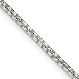 GlittersandGold Sterling Silver 2mm Diamond-cut Round Box Chain Necklace