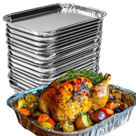 WEBSTORE SUPPLY Full Size Aluminum Foil Pans Large Disposable Roasting Trays 2 3/16" Depth For Catering, Baking, And Chafing Dishes (Pack Of 50)