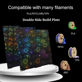 Wefuit 3D Printer Kobra 3 Build Plate for Anycubic Kobra 3/Kobra 3 Combo,Double Sided Fireworks+Butterfly Spring Steel Sheet Plate 256x268mm Flexible Removable Platform Kobra 3 3D Printer Plate.