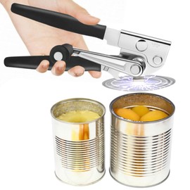 Crank Can Openers Manual with Magnetic,Heavy Duty Commercial Can Opener,Long Big Handle Can Opener for Seniors,Black