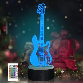 Anywin Guitar 3D Night Light, Electric Guitar 3D Illusion Lamp with 16 Colors Changing Remote & Timer & Dimmer for Room Decor,Birthday Christmas Holiday Creative Gifts for Kids Boys Girls