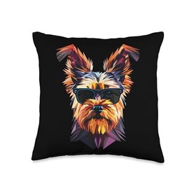 Dog Dad Mom Cool Sunglasses - Yorkie Throw Pillow