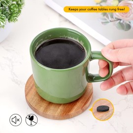 WLWNWFT Wood Coasters for Drinks with Bottle Opener Holder Set of 6, Acacia Wooden Coasters for Coffee Table Dining Table Desk with Non-Slip Pad Cup Coasters for Home Office Christmas Decor 4 Inch