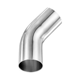 M METERXITY OD 2 Inch 45 Degree Mandrel Bend Elbow, Thicken 1.5 mm 304 Stainless Steel Exhaust Elbow Pipe for Car Modified Exhaust System, Stair Handrail Bend, Height 155 mm