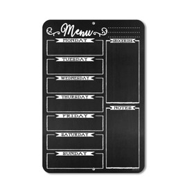 Chalkboard Style Weekly Food Menu Board for Kitchen, 12 inch by 18 inch Tin Sign Durable, Easy Hanging on Wall Dinner, Daily Chalk Menu Board for Kitchen, HDG-1018