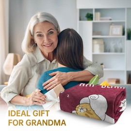 Juratar Grandma Gifts, Grandma Birthday Gifts, Flannel Blanket Grandmas Gift for Mothers Day Thanksgiving Christmas, Soft Throw Blankets for Grandmas, 50" x 60" Burgundy