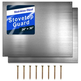 Oudain 24 x 30 Inch Stainless Steel Backsplash Kitchen Reversible Metal Backsplash Behind Stove Metal Sheet Panels with 4 Pre Drilled Holes and Screws for Wall Protector(2 Set)