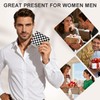 Tezmd Black and White Checkered Small Wallet Leather Slim Bifold