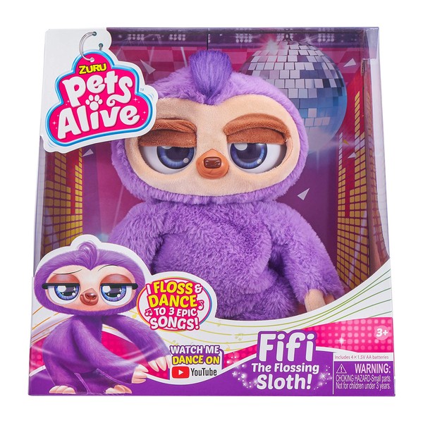 Pets Alive Fifi the Flossing Sloth - Battery-Powered Dancing Robotic Toy