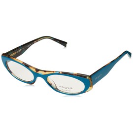 Vogue Eyewear Vo5316 - Marcos rectangulares para anteojos graduadas para mujer, parte superior Green/Multi Blue Havana/Demo Lens, 52 mm