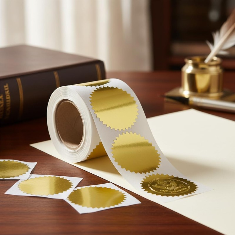 300Pcs Gold Professional Notary Seals Embossing Stickers, 2 inch Metallic