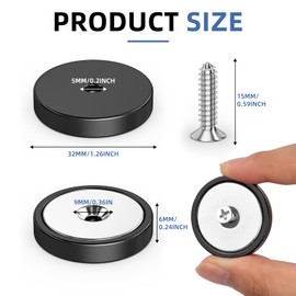 Junarter 2 Pack Magnets with Holes, Black Neodymium Magnets Strong, 110 LBS Rare Earth Magnets Heavy Duty, Countersunk Magnet with Screws for Wall Mounting, Garage, Garden,Tool