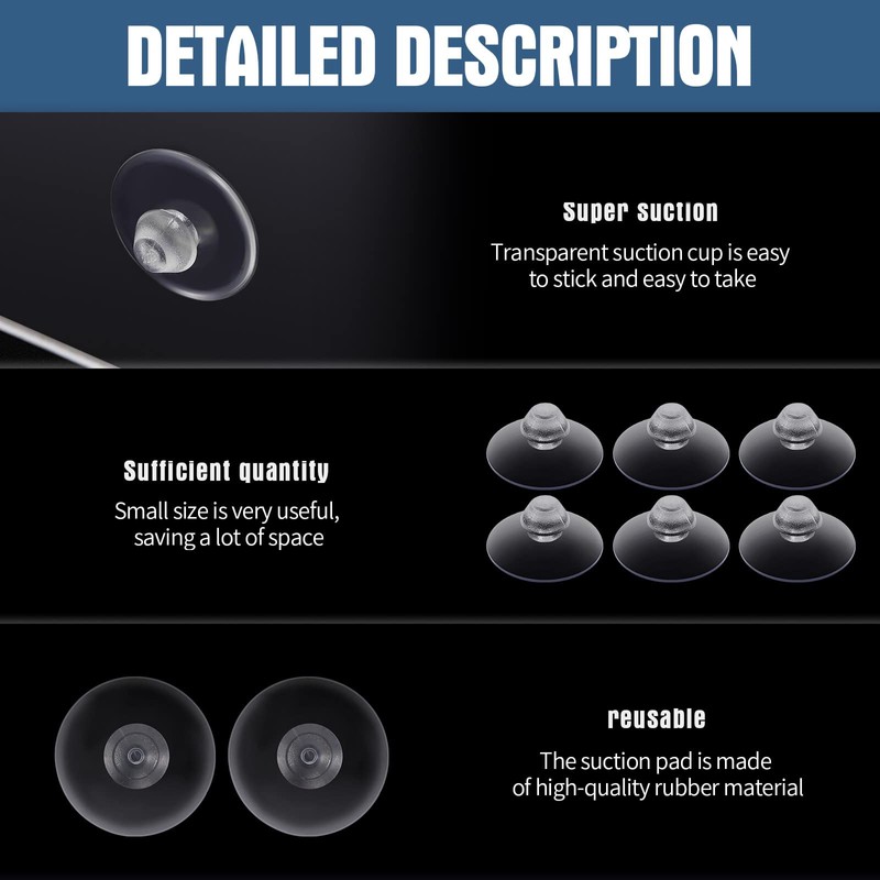 Romooa 50 Pack 20mm Mini Clear Suction Cups for Glass