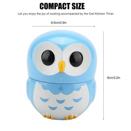 Duokon Kitchen Timer, Cute Owl in the Shape of a Kitchen Manual Mechanical Timer Kitchen Home Counter Alarm Portable Kitchen Tool (Blue)