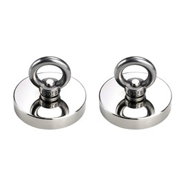 Strong Salvage Magnet, Powerful Rare Earth Magnet with Countersunk Hole Eyebolt Pack of Two (1.65inch/42mm)
