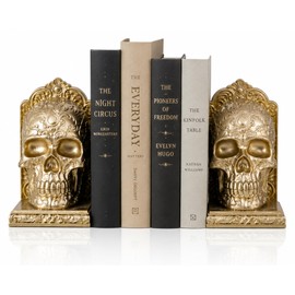 7 Inch Gold Skull Decorative Bookends Pair