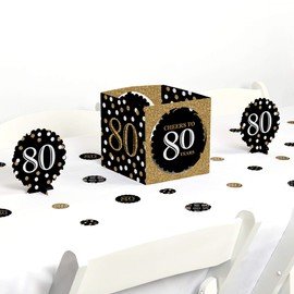 Big Dot of Happiness Adult 80th Birthday - Gold - Birthday Party Centerpiece & Table Decoration Kit