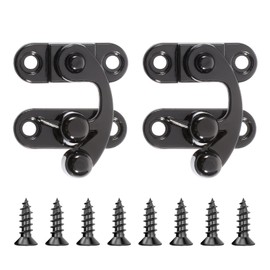 Small Hasp Latches for Wooden Box - 4PCS Black Swing Arm Hook Lock with Screws - Right Toggle Hasp Lock for Furniture, Wooden Box, Jewelry Case, Cabinet - Vintage Black Style