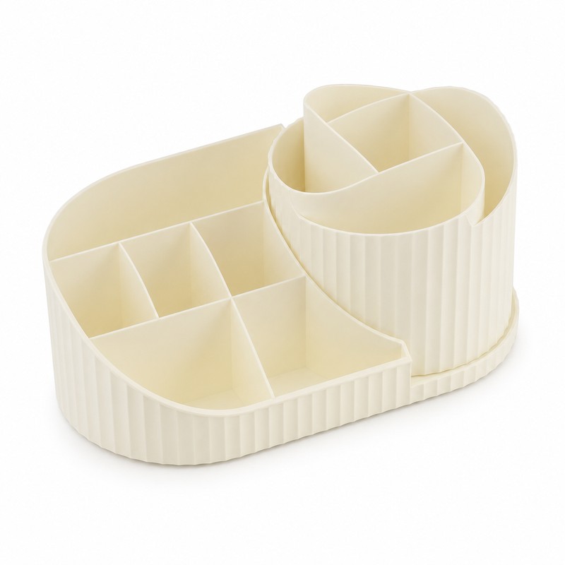 360° Rotating Makeup Organizer with Brush Holder, Acrylic Vanity Cosmetic