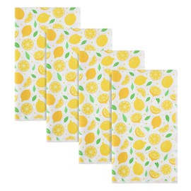 GIELYPANO 4 Pack Kitchen Dish Cloths Towels Set - Pack of 4 Lemon Dish Cloths for Drying Dishes, 16”x 28”, Lemon Cherry Kitchen Dish Cloths, Fruit Tea Towels, Premium Dish Towels (PINKLEMON)