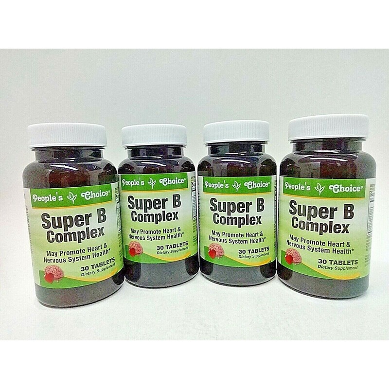 People's Choice LOT 4 x Super B Complex 30 Tablets/Bottle