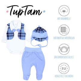TupTam Baby Clothes Set Body Romper Hat Teddy Bear - 68