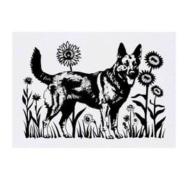 'German Shepherd in Sunflower Field' Temporary Tattoo - Water Resistant, Skin-Safe, Non-Toxic Transfer (TO00083117)
