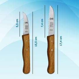 SMI Solingen Bird Beak Knife Germany Paring Knife Set Wooden Handle Peeling Knife for Fruits and Vegetables Knife Straight & Curved Stainless Steel Sharp Blade, Not Dishwasher Safe