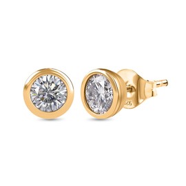 Moissanite Solitaire Stud Earrings for Women 0.88 ct Moissanite Stud Earrings in 925 Silver, Gold Vermeil & Two-Tone and Rhodium Plated Earring Ideal for Gifts, Sterling Silver