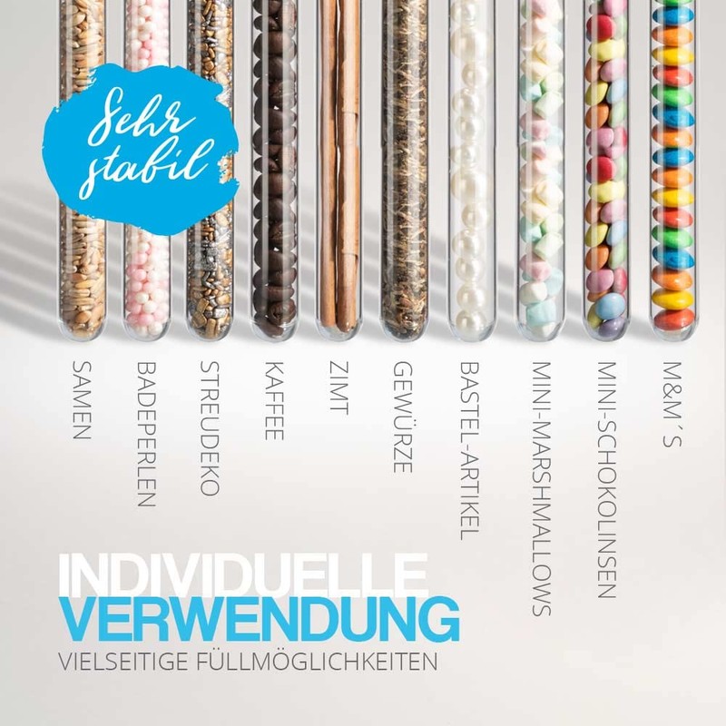 Tuuters 100x Plastic Test Tubes with Cork Closure Pressed Cork