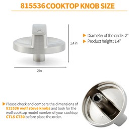 atgestore 815536 Cooktop Knob Replacement for Wolf Stove Parts CT30G Stainless Steel CT Gas Cooktop Knobs Wolf Gas Range Parts Stove Top Knobs 30IN Cooktop Control Knob 4 Pcs