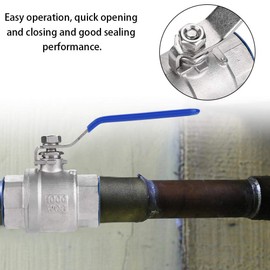 Ball valve, 304 stainless steel two-piece ball valve with full connection, 3/4 inch NPT 1000 psi (WOG), two-piece ball valve with straight thread, DN20, 3/4 inch ball valve, 30 mm hole diameter, -20 ~