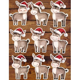Unbranded Christmas Donkey Die Cut Vinyl Stickers Set Scrapbooking Laptop Waterbottle
