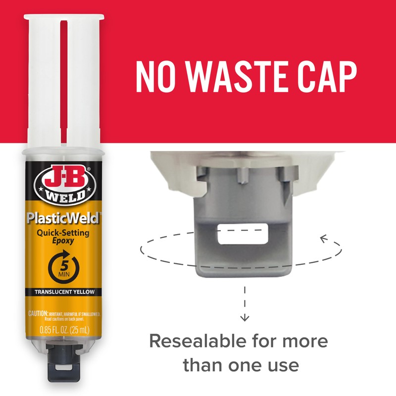 J-B Weld 50132 PlasticWeld Quick-Setting Epoxy Syringe - Translucent Yellow