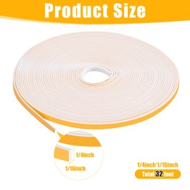 32Feet Weather Stripping Seal 1/4 Inch X 1/16 Inch for Door Window, High Density Foam Tape, Soundproofing, Insulation Strip, Door Sealers for Door Frame- White