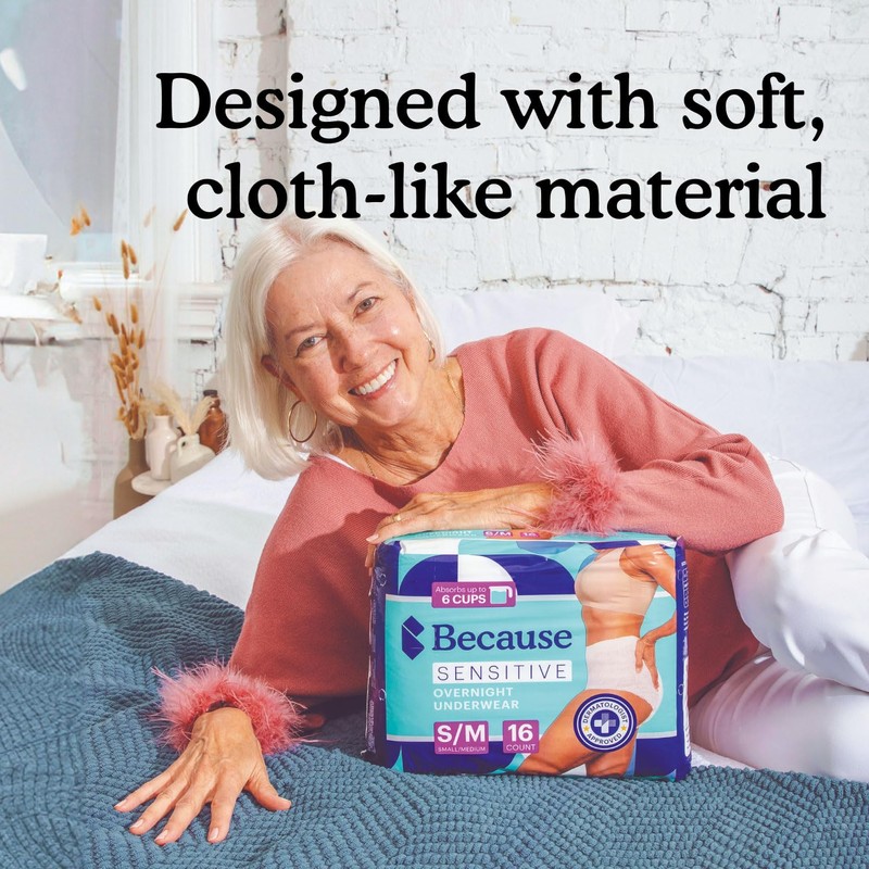 Because Adult Incontinence Underwear for Sensitive Skin - Women -