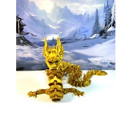 Generic 3D Printed Imperial Dragon, 27"" Articulated Gold Imperial Dragon, Fidget ADHD Autism Dragon Toy, Executive Desk Toy, 3D printed in The USA - ID-GOLD, Small