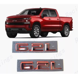 GM Auto Silverado Front Hood Black Red 6.2L Emblem Letters Fit 2019-2023 Silverado