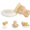 Bamboo Scrub Brushes with Ceramics Holder Mini Palm Scrub Brush