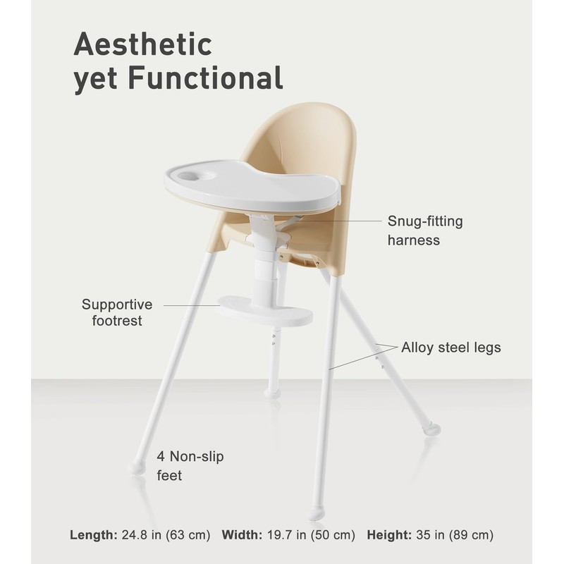Mallify Foldable High Chair, Space-Saving Portable Baby High Chair with