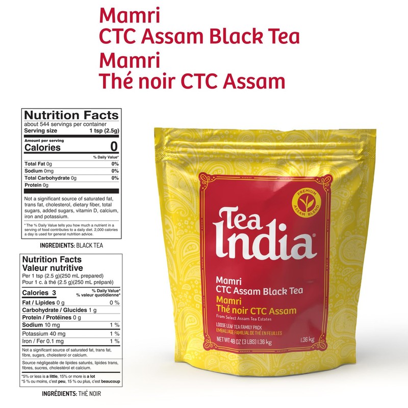 Tea India CTC Assam Loose Leaf Black Tea Strong, Full-Bodied